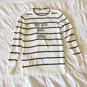LOFT Striped Ivory Off White Sweater Size XS